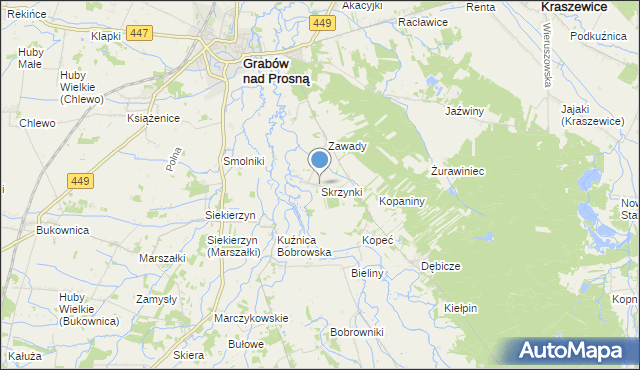 mapa Skrzynki, Skrzynki gmina Grabów nad Prosną na mapie Targeo